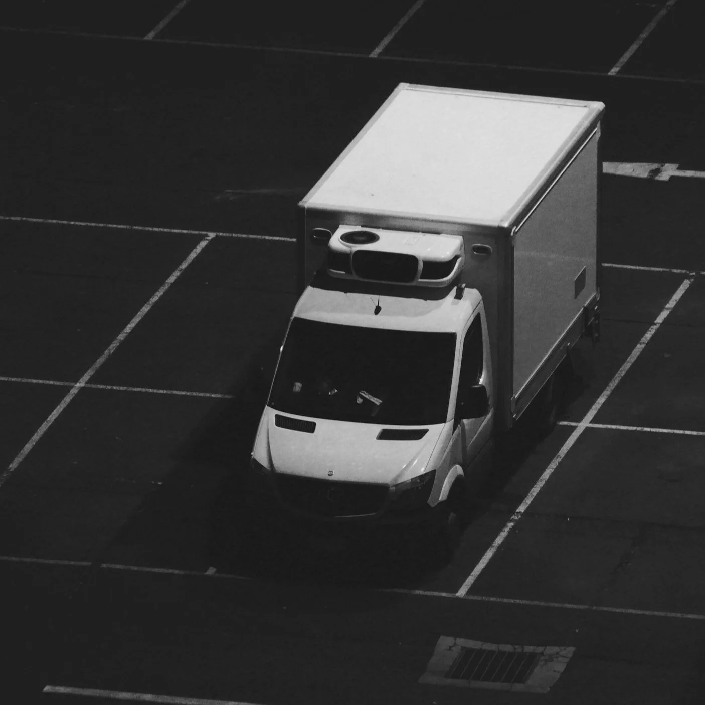Cold Chain Delivery Van waiting in a border car park