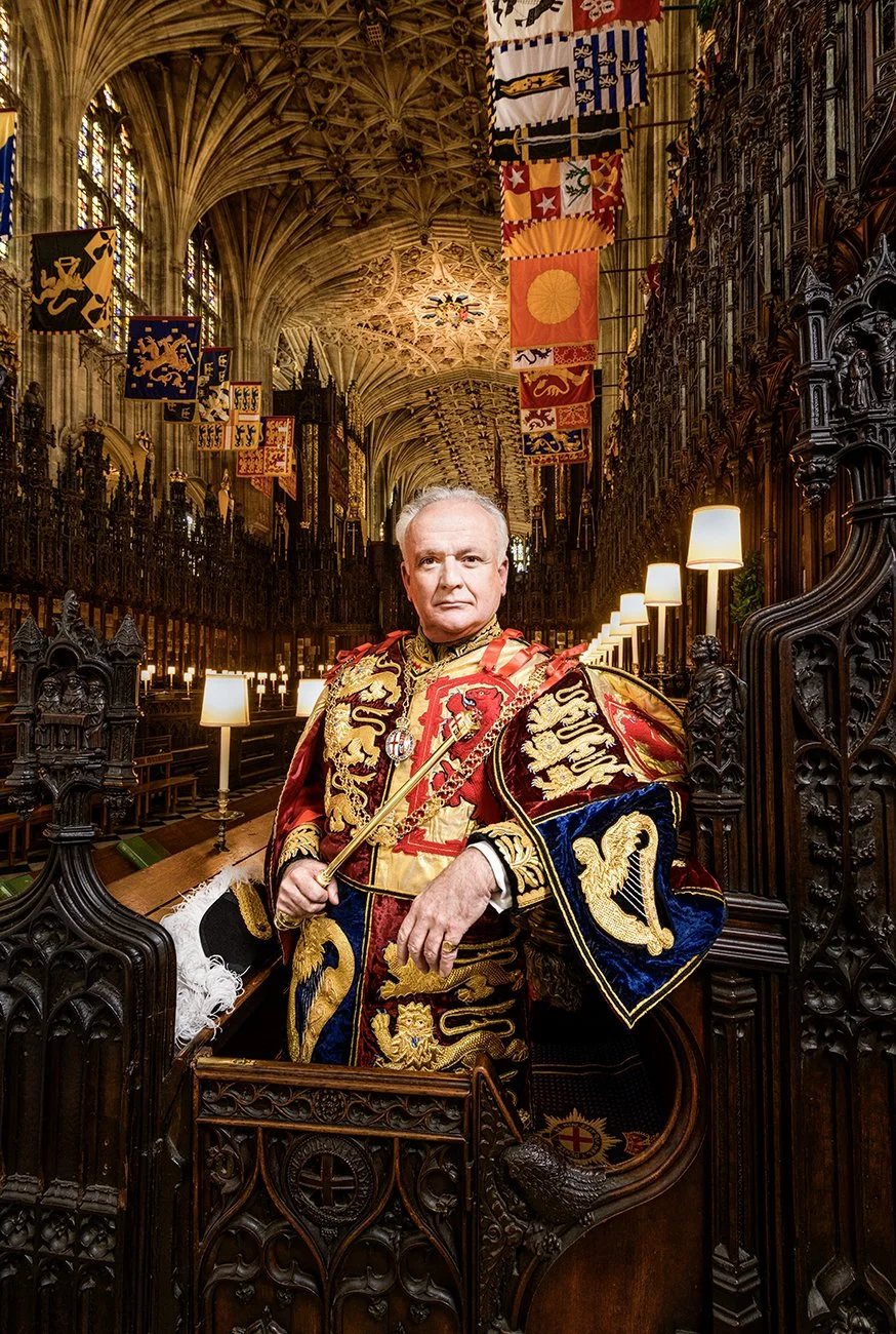 The Garter Principal King of Arms photographed in St George's Chapel Windsor Castle. He is an officer of the Most Noble Order of the Garter