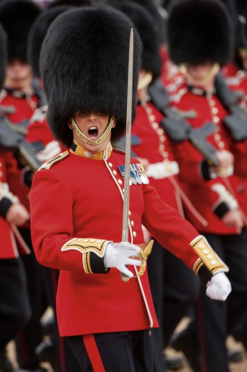 The Grenadier Officer gives the order 'Eyes right'