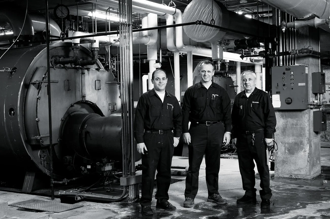 The boiler room in the basement. Nazim Dzaferovic, Jeff Shabani and Hajro Aslamovic