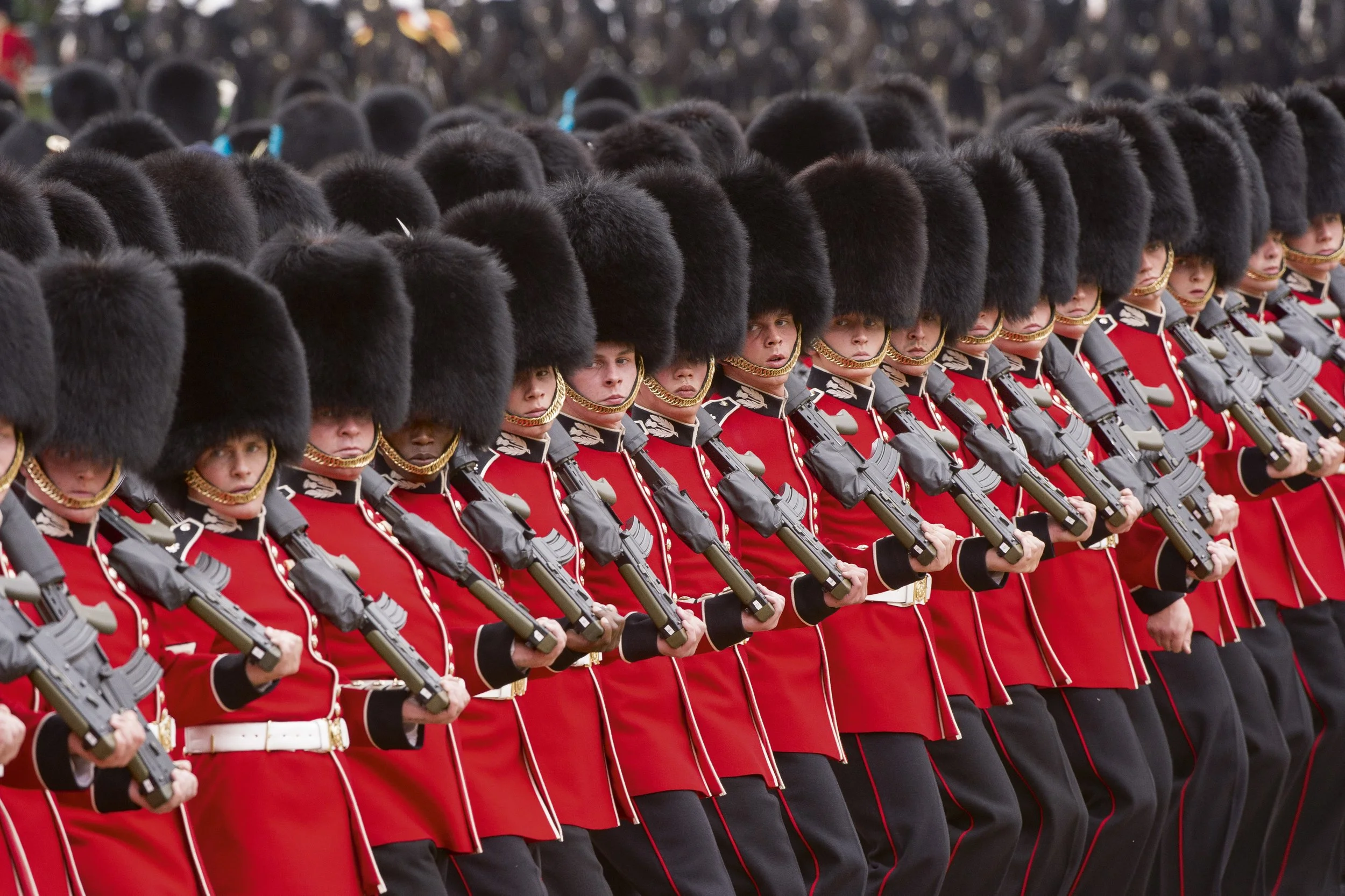 'Eyes right' F Company of the Scots Guards  salute Her Majesty