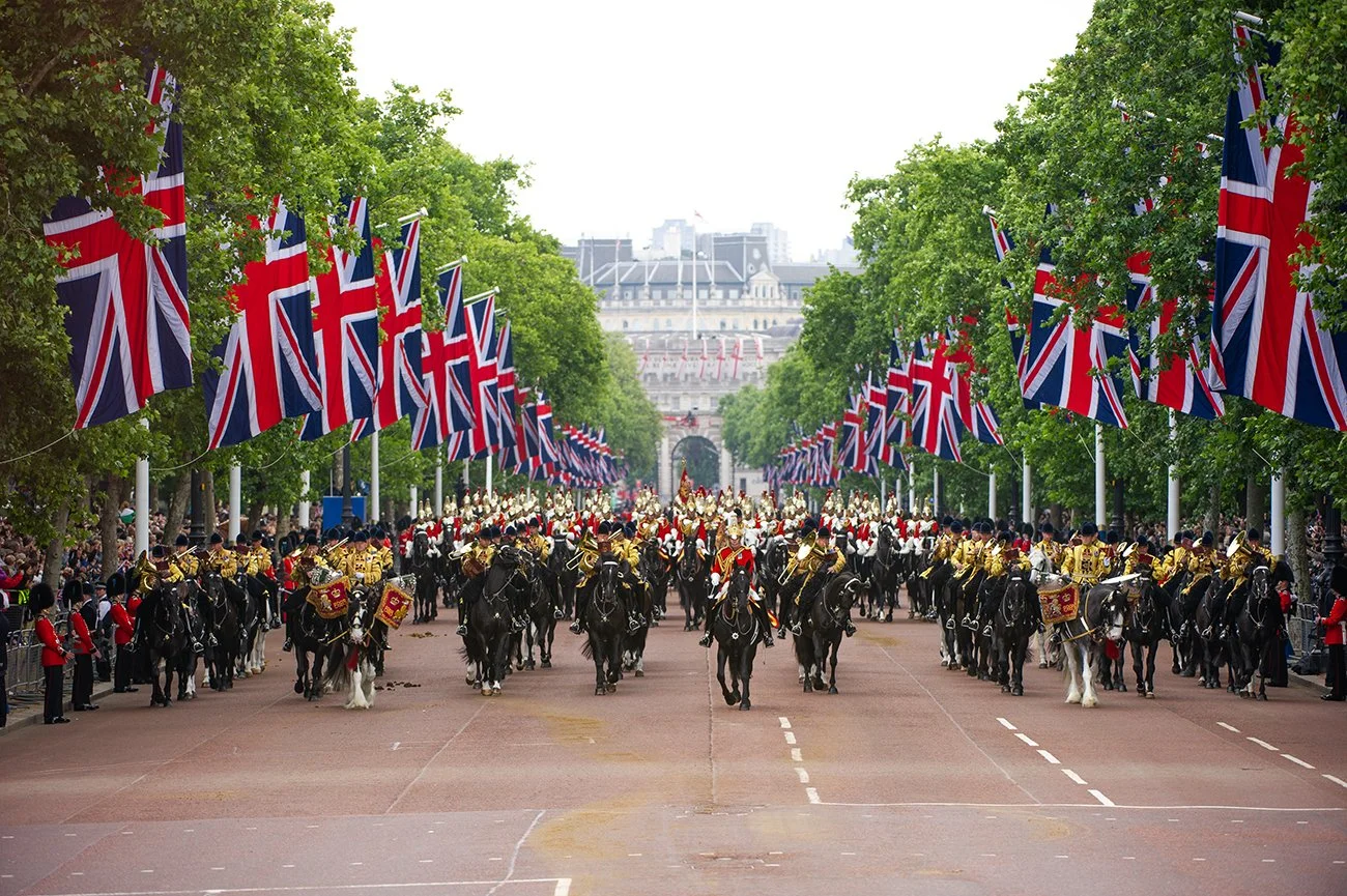 The Household Cavalry escort Her Majesty down the Mall back to Buckingham Palace 