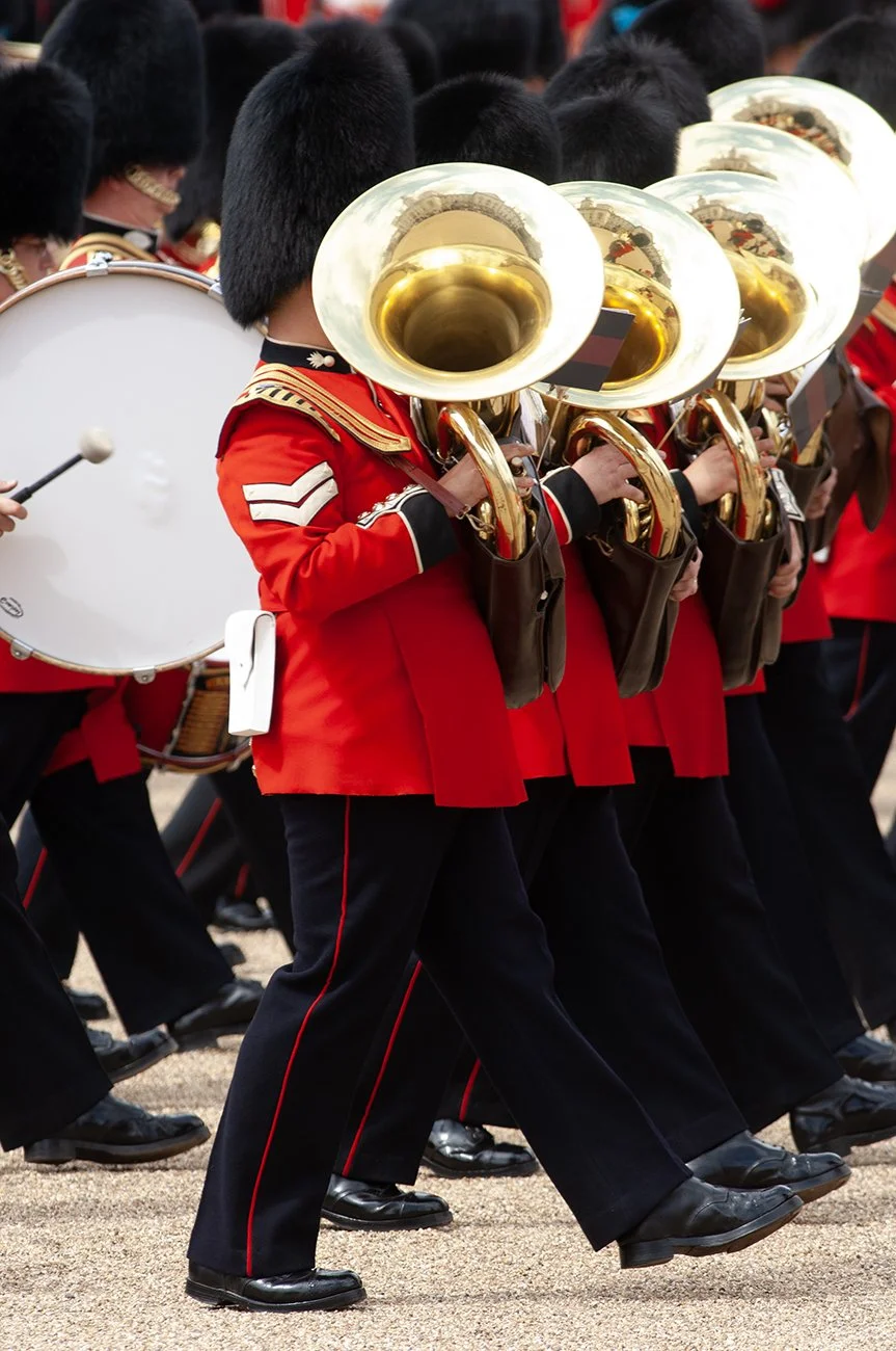 The brass section of the massed bands