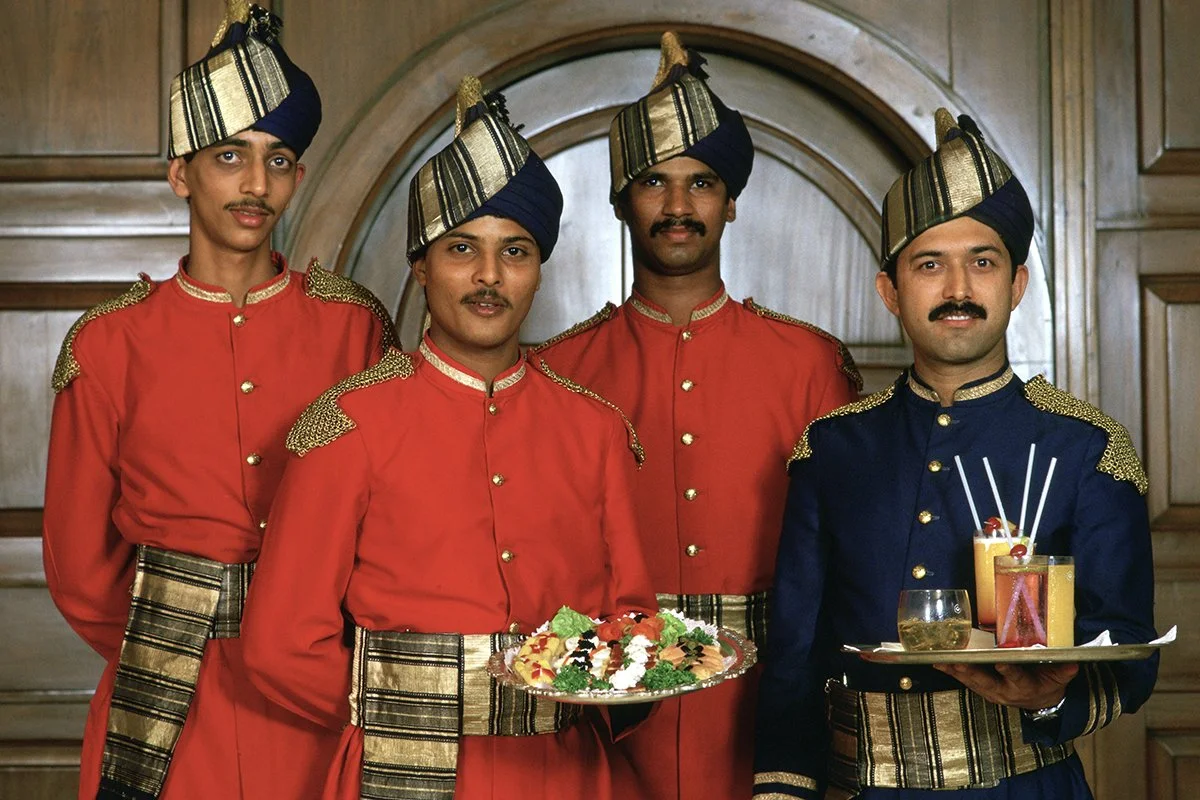 Drinks waiters in the Oberoi Hotel, Mumbai India