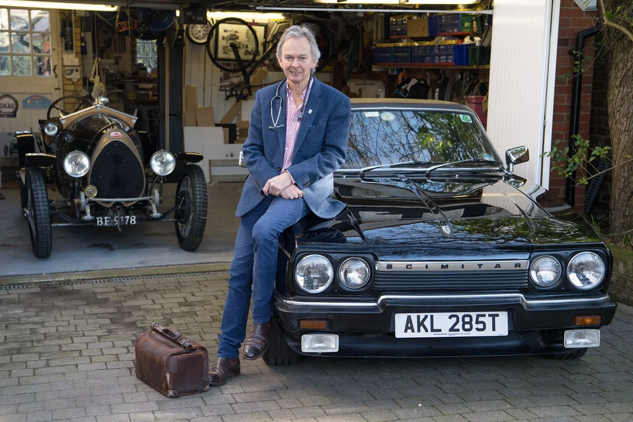 My friend and neighbour, Dr Jonathan Botting with two of his cars. 