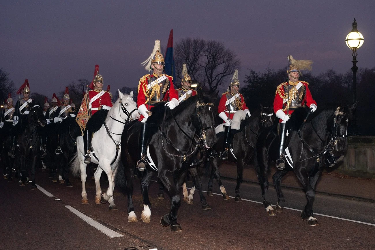 In full dress uniform for 5.00 am ride in Hyde Park