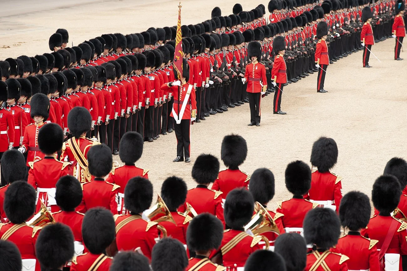 The Ensign comes to the halt having trooped the Colour through the ranks