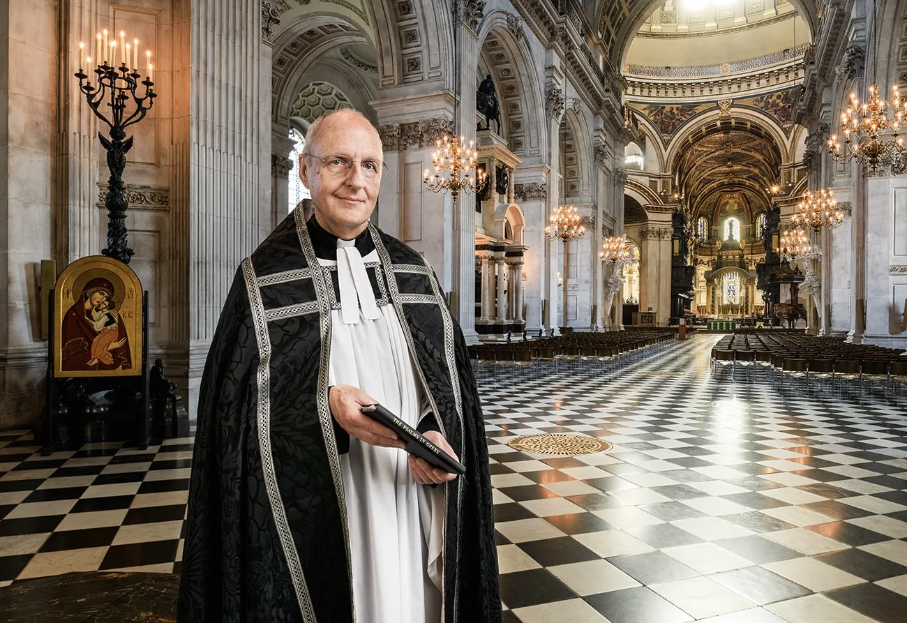 The Very Reverend David Ison, then Dean of St Paul's. He is wearing the Churchill cope made for Sir Winston Churchill's funeral in 1965