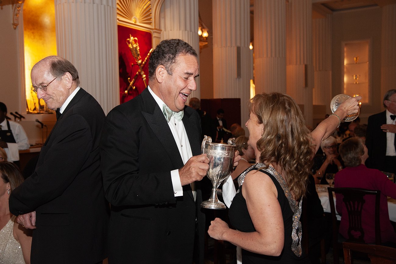 The Loving Cup is passed around at a Mansion House dinner of which there are many during the course of the year