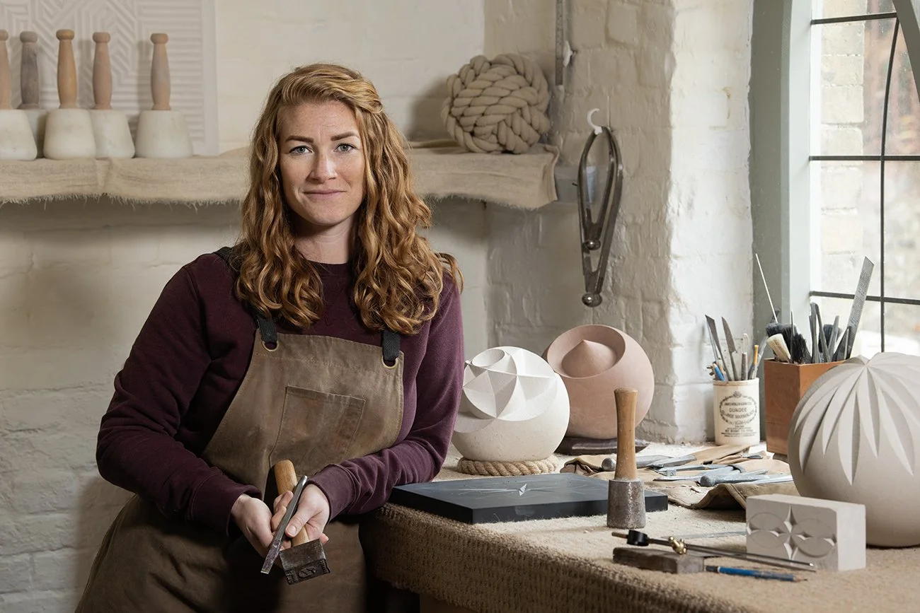 Zoe Wilson  - Stone Carver in her studio
