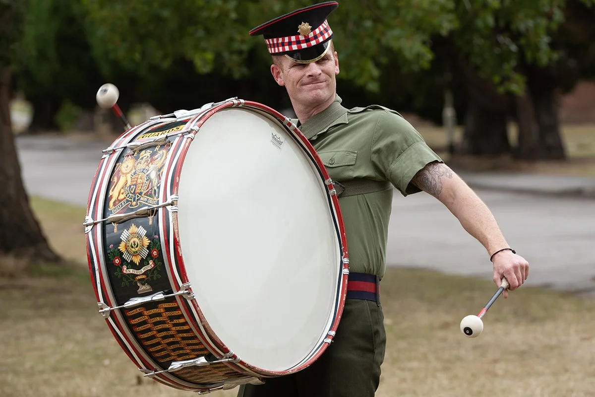 The Scots Guards drummer beats time at 116 beats a minute