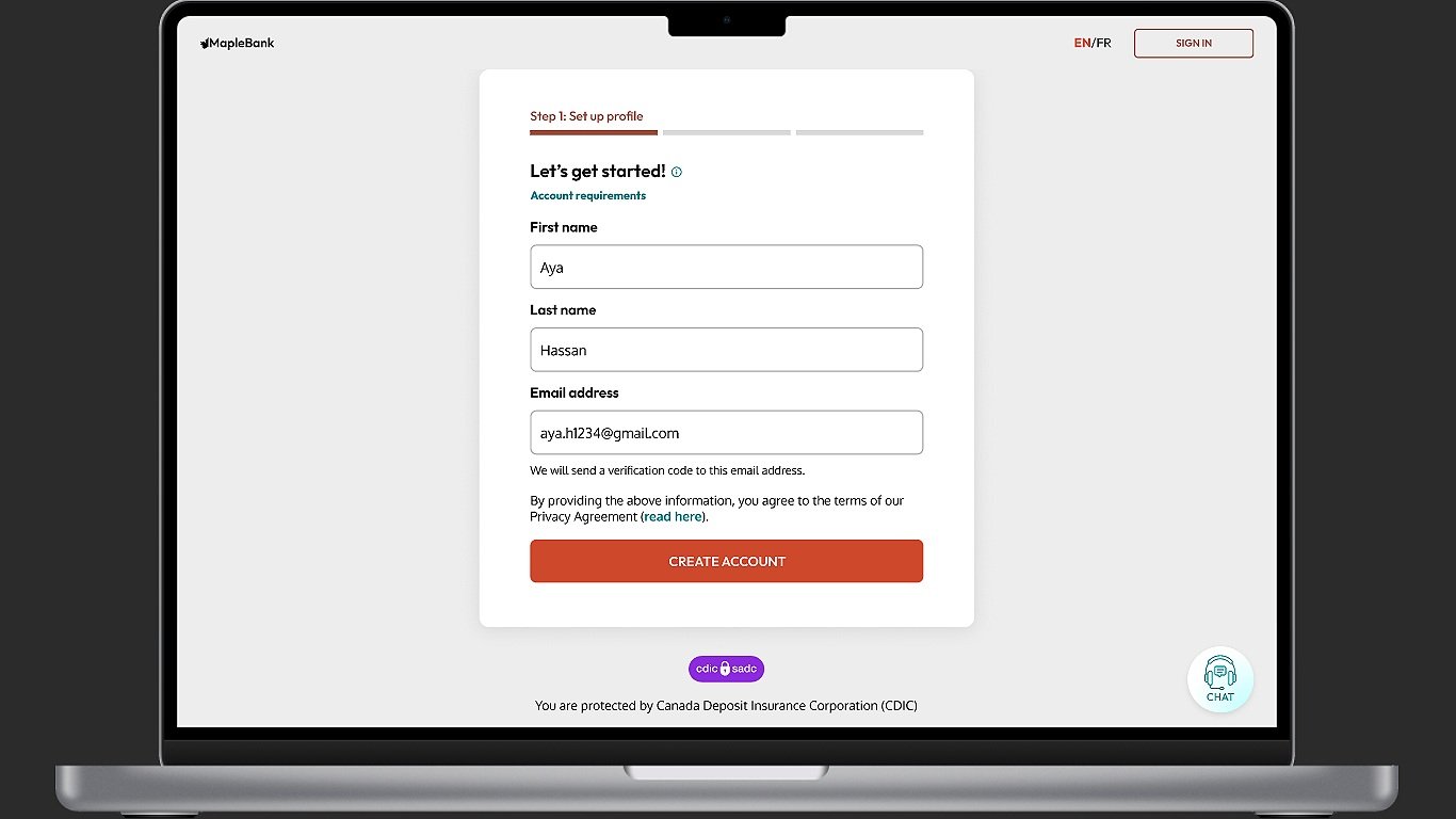 Sign-up page - 1