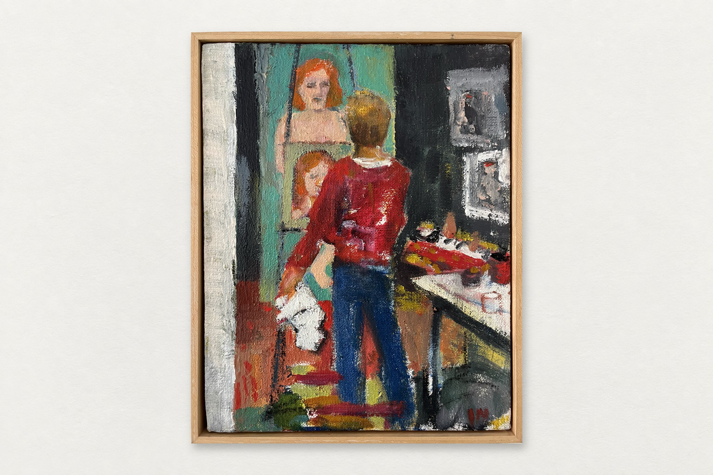 Sarah Innes
  Fran Painting Model 
   Oil on linen in artist's frame
  10 by 8 inches
  $900  