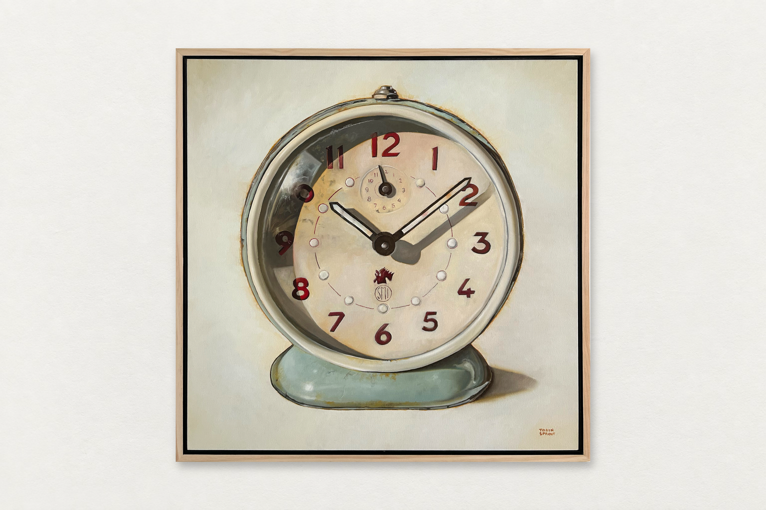 Tobin Sprout
  Clock , 2025
   Oil on canvas in artist's frame
  28 by 28 inches
  $10,000  