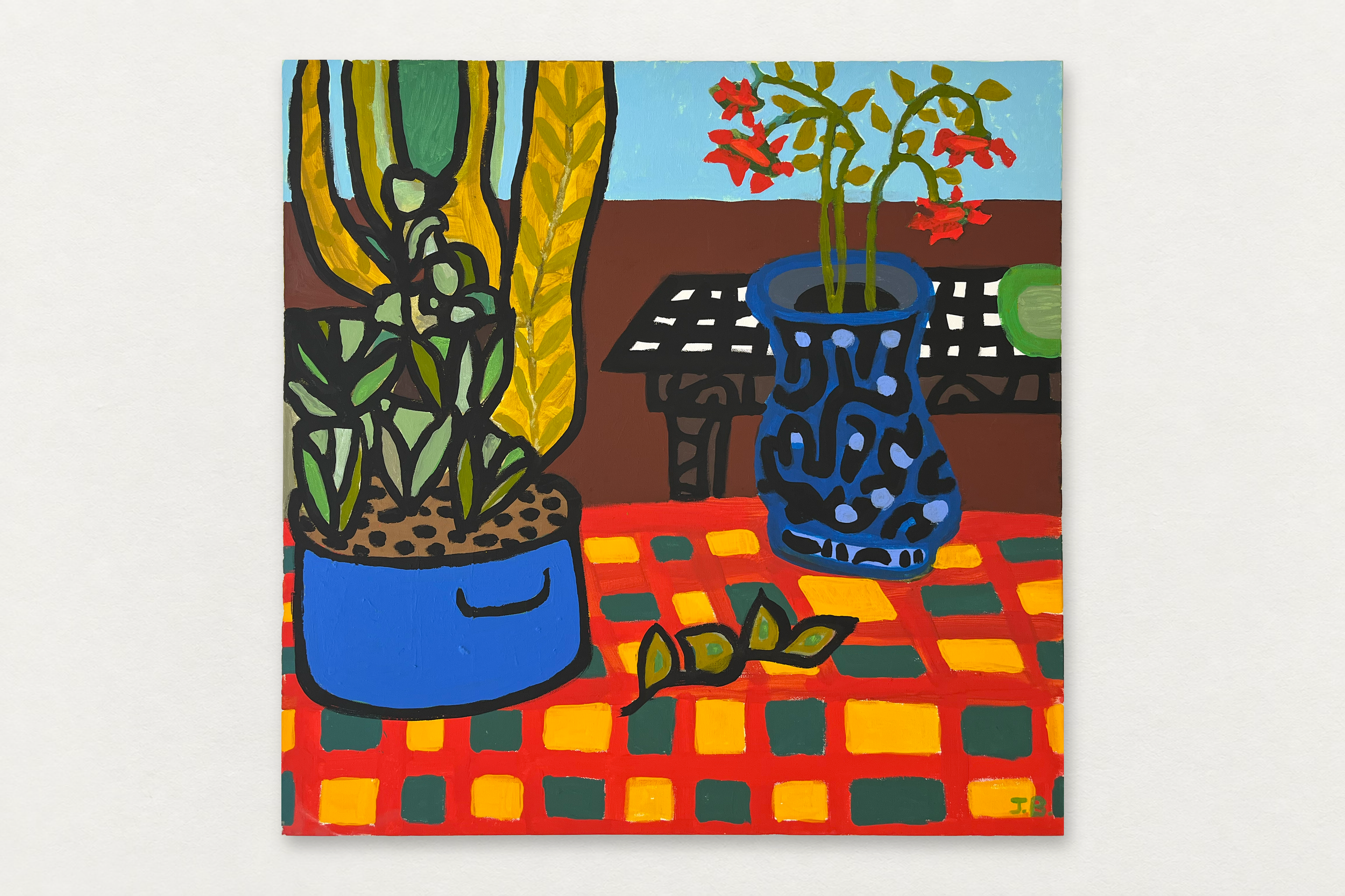Jamey Barnard
  Checkerboard Tablecloth 
   Flashe on canvas
  30 by 30 inches
  $2100  