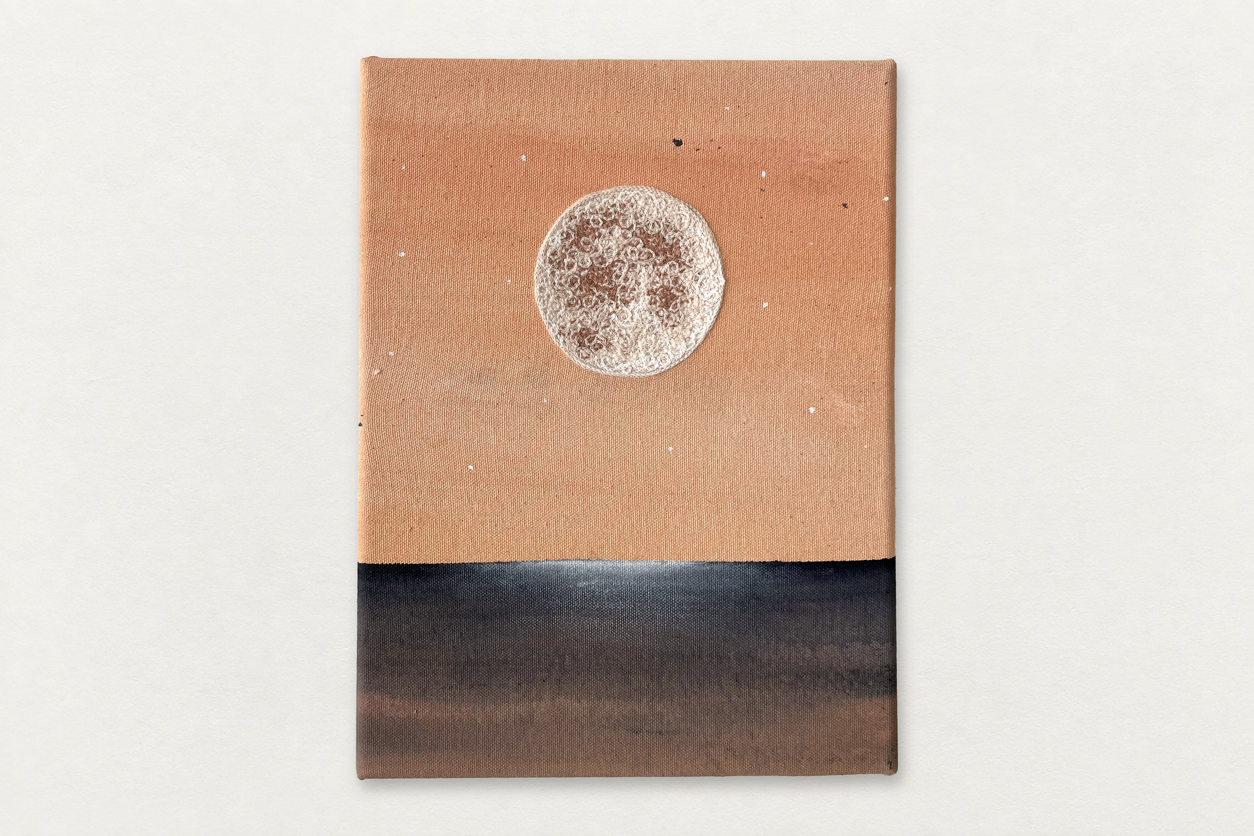 Dana Falconberry
  Pink Moon 
   Acrylic and chainstitch embroidery on canvas 
  12 by 9 inches
  $900  