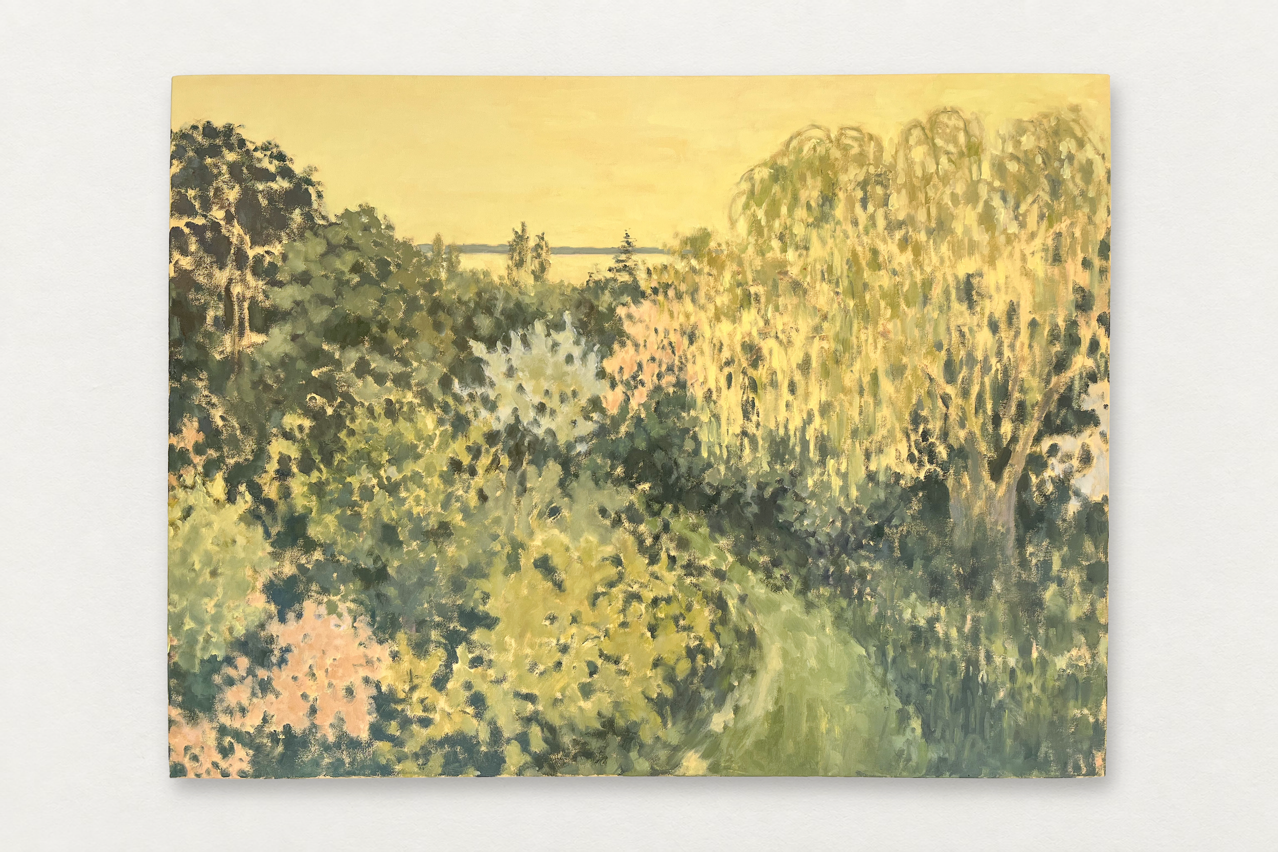 Alyssa Smith
  Window and Blooms By the Water , 2025
   Oil on canvas
  30 by 40 inches
  $4500  