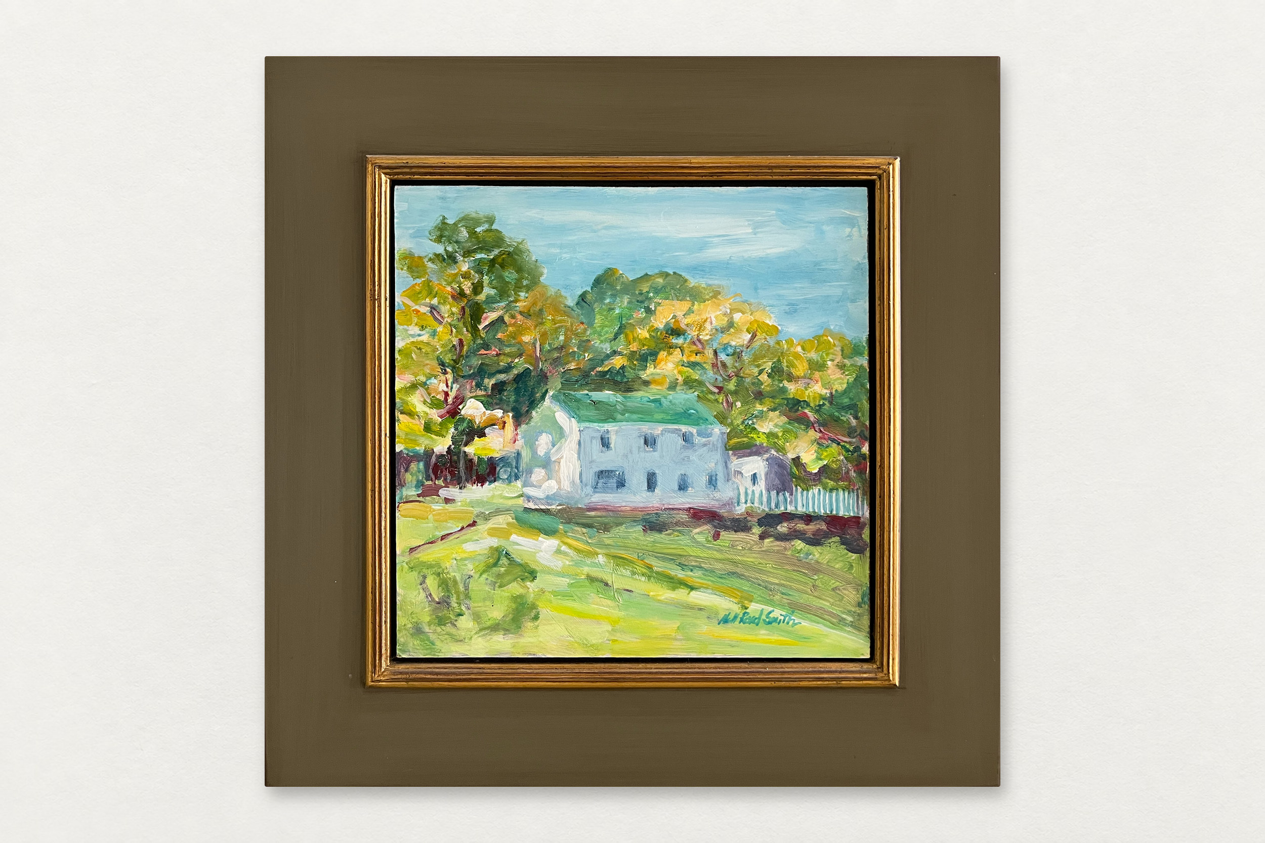 Nell Revel Smith
  Green Roof Centennial Farm , 2025
   Oil on canvas
  19 by 19 inches framed size
  $1850  