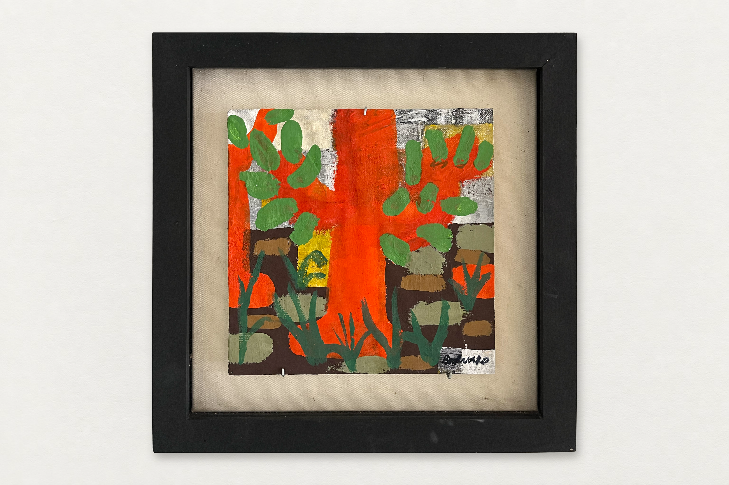 Jamey Barnard
  The Climbing Tree 
   Flashe on canvas
  14 by 14 inches framed
  $800  