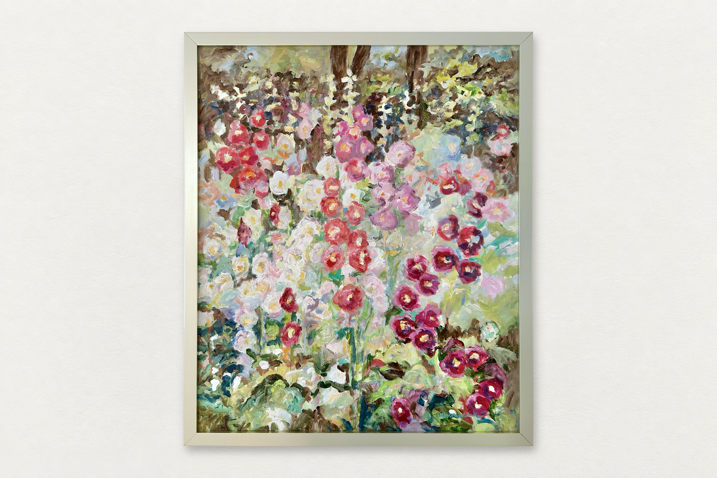 Nell Revel Smith
  Hollyhocks , 2026
   Oil on canvas
  38 by 32 inches
  $4250  