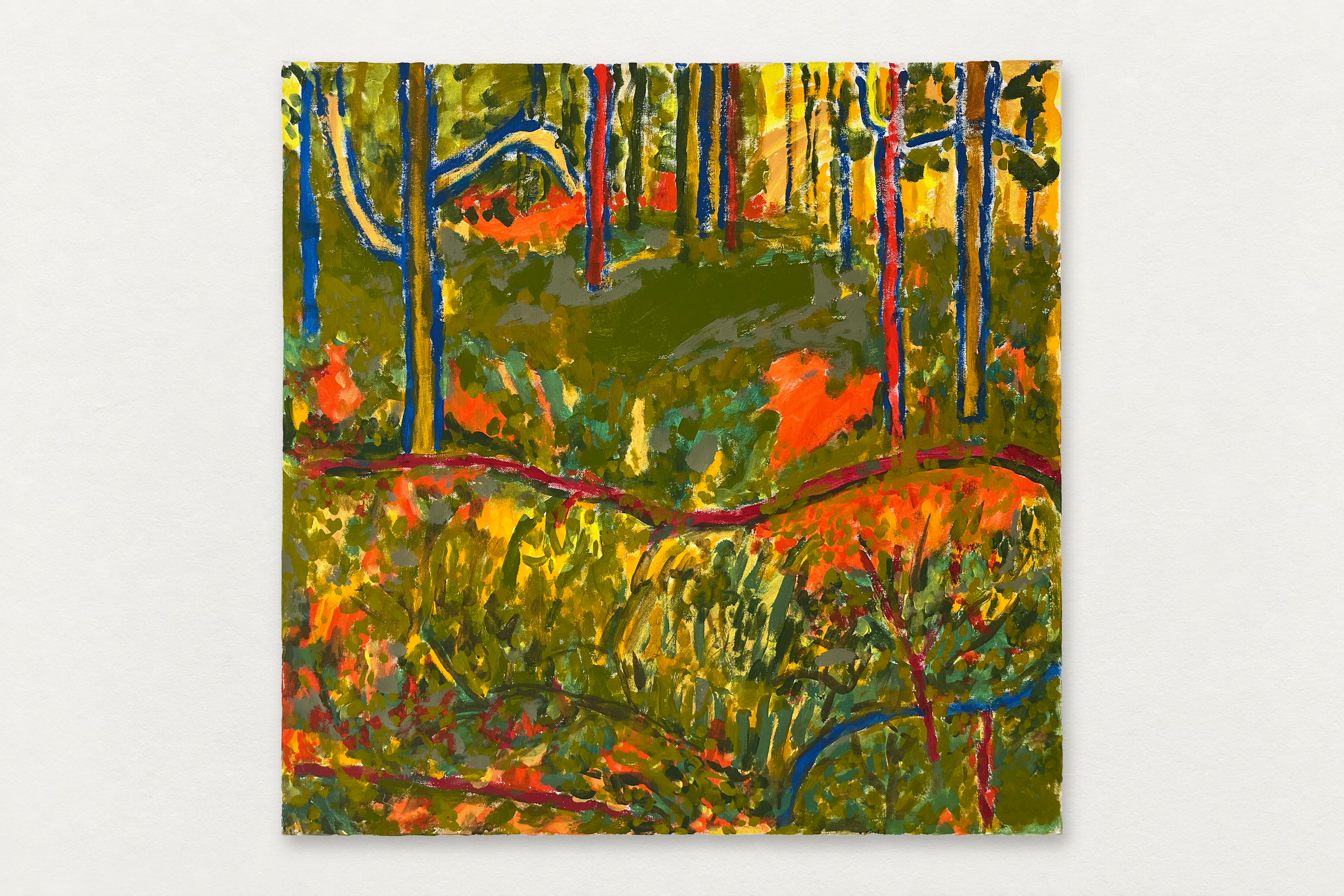 Jamey Barnard
  Bright Woods 
   Flashe on canvas
  30 by 30 inches
  $2100  