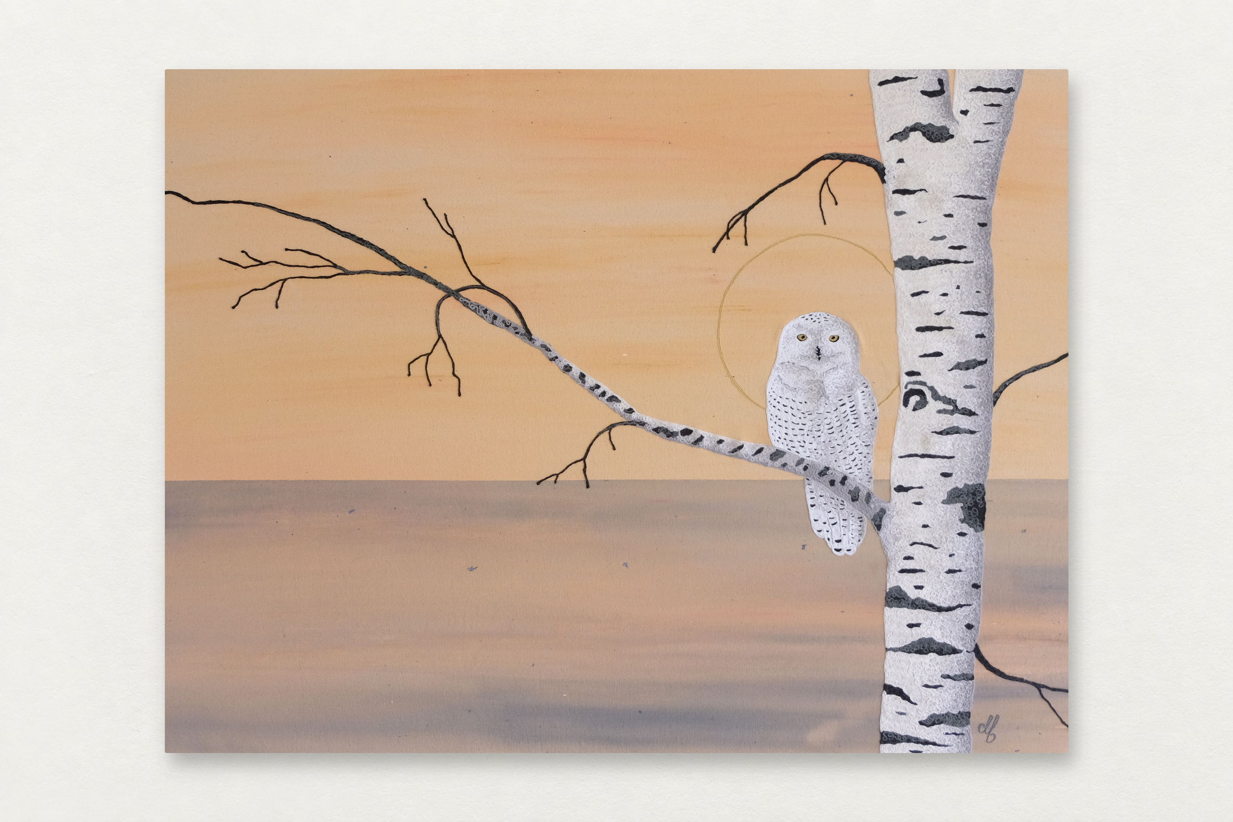 Dana Falconberry
  Annika (Snow Owl) 
   Acrylic and chainstitch embroidery on canvas 
  32 by 44 inches
  $4500  
