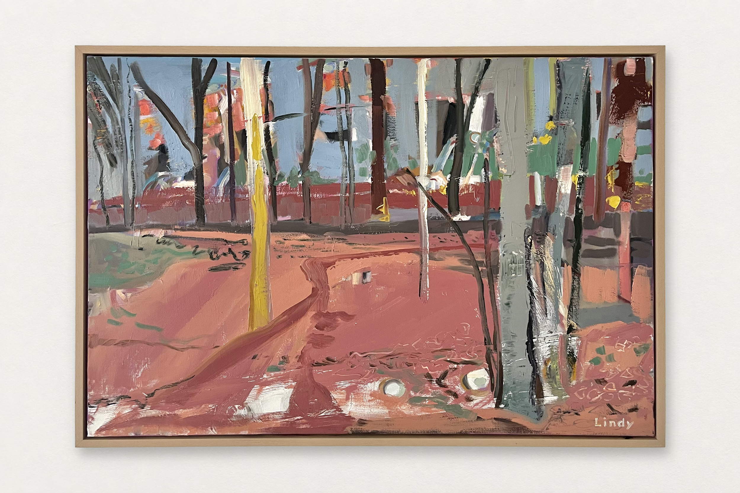 Lindy Bishop
  Old Mission Trail , 2026
   Oil on canvas in maple float frame
  24 by 36 inches
  $1600  
