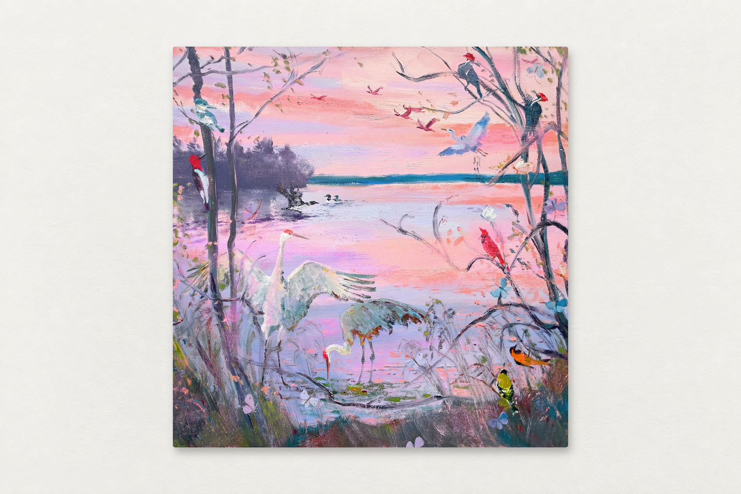 Melanie Parke
  Lake Light Flight , 2026
   Oil on canvas
  36 by 36 inches
  $5800  