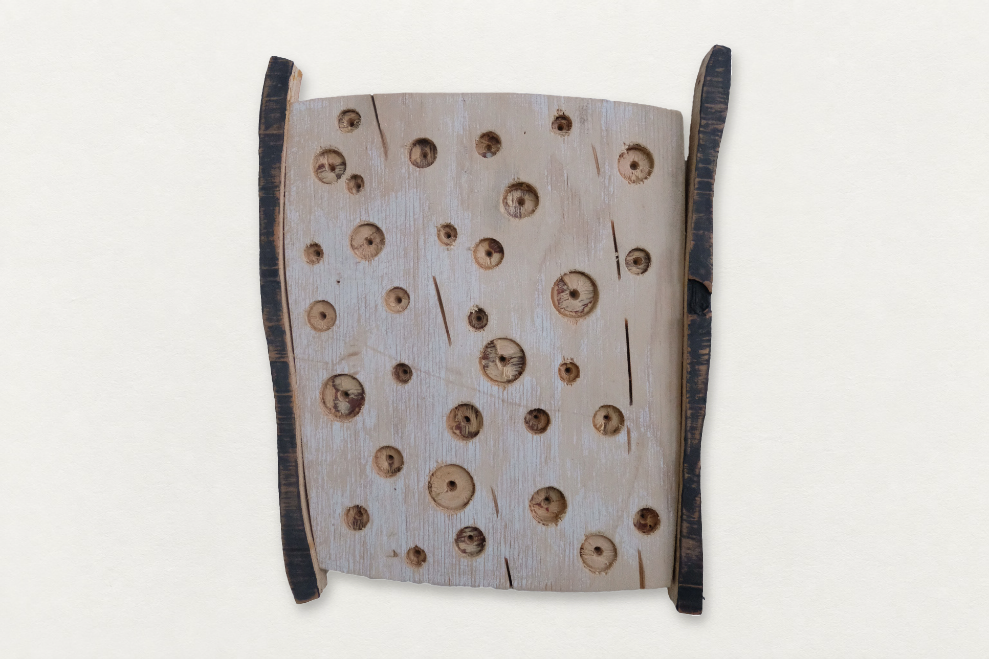 Jesse Hickman
  Holes to Nowhere , 2025
   Paint on Reclaimed Wood
  14 by 11 inches
  $550  