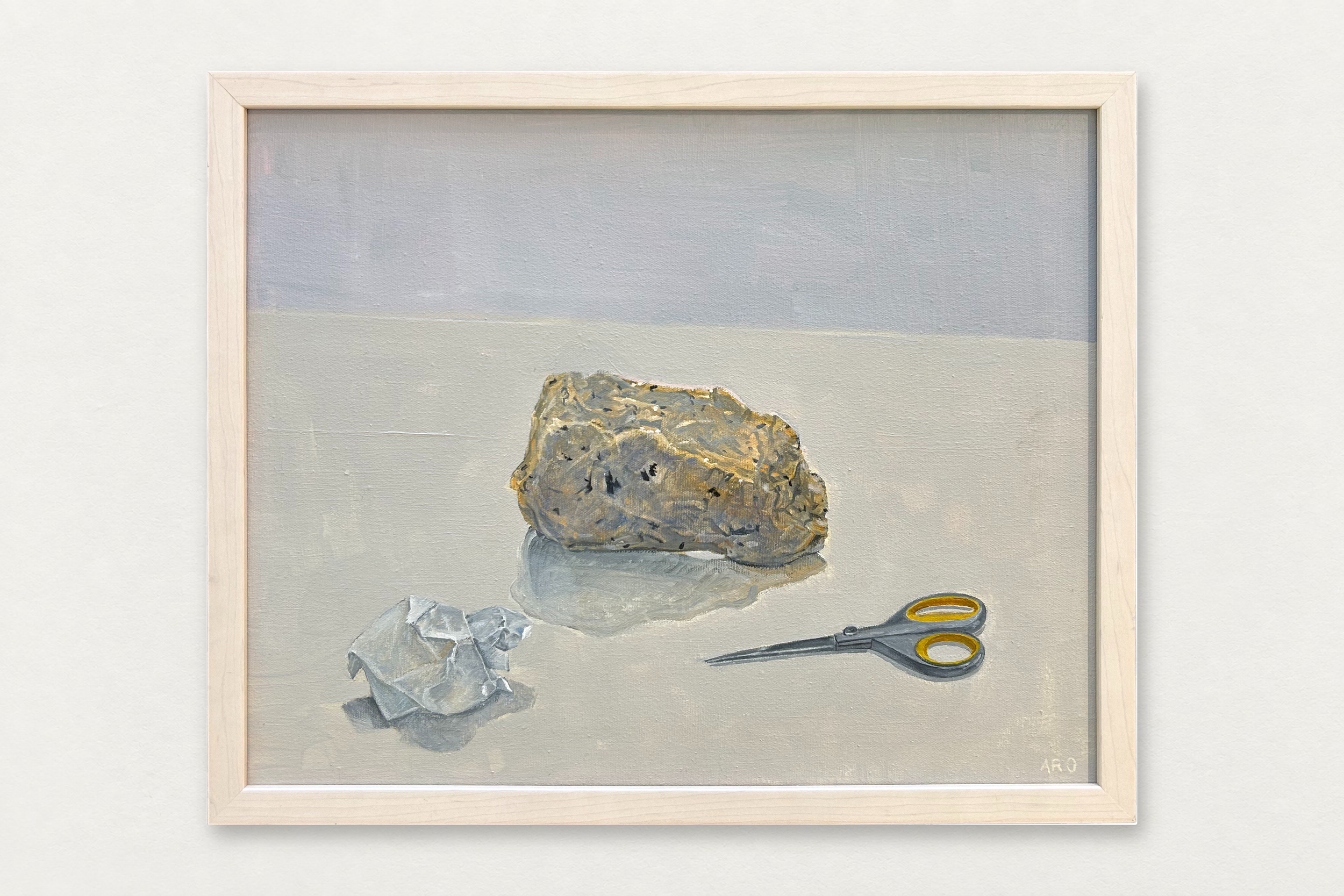 Mary Aro
  Rock Paper Scissors 
   Oil on canvas
  16 by 20 inches
  SOLD  