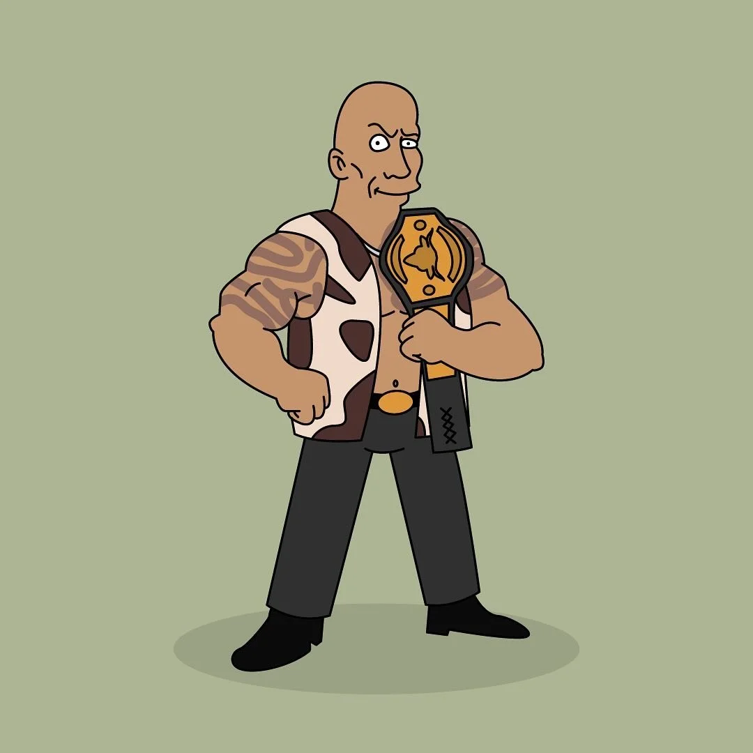Two of my favourite things, WWE and The Simpsons. It&rsquo;s great seeing @therock back where he belongs 😍