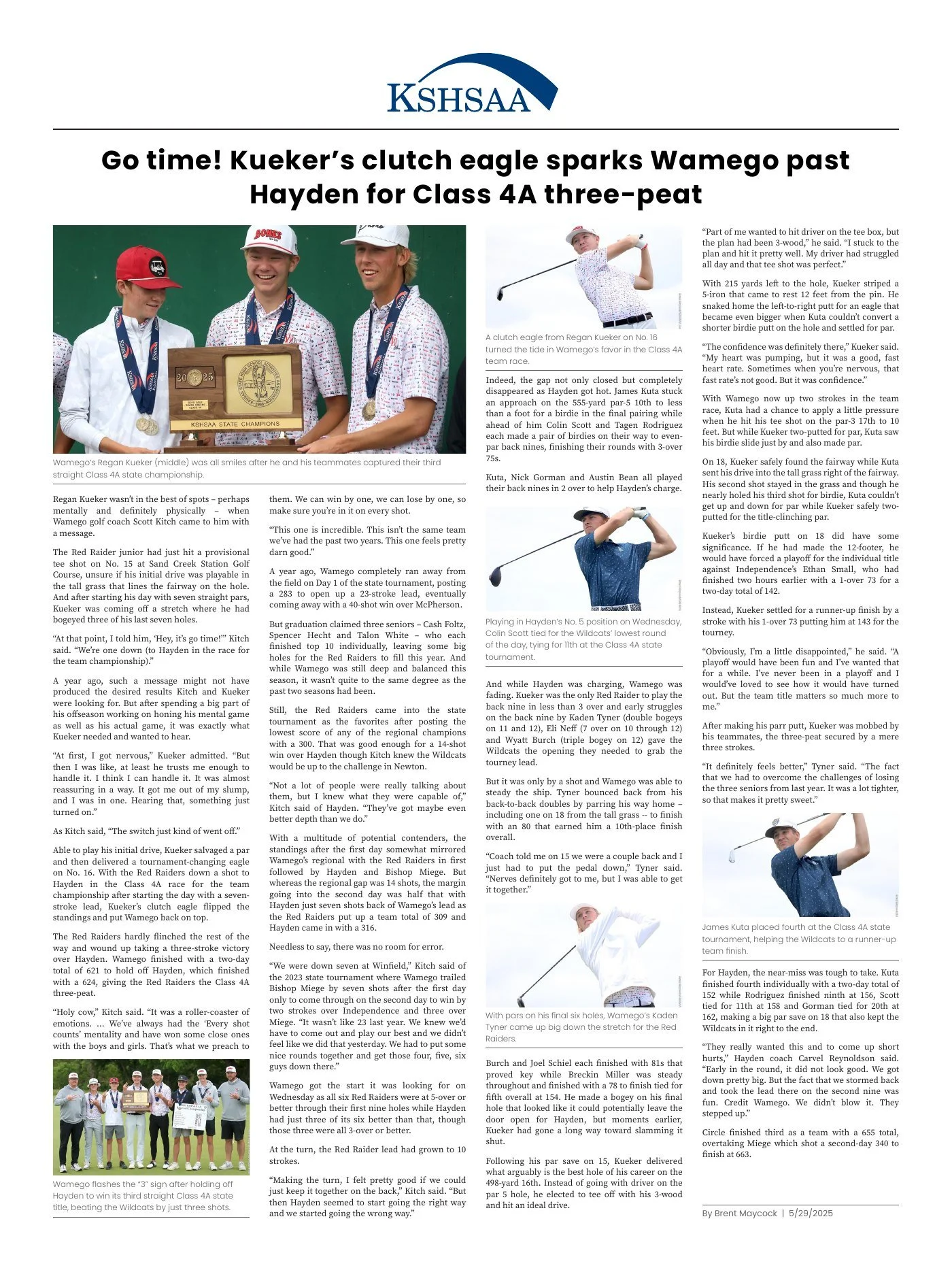 Our ad-free design of the KSHSAA story on Wamego's Class 4A golf three-peat