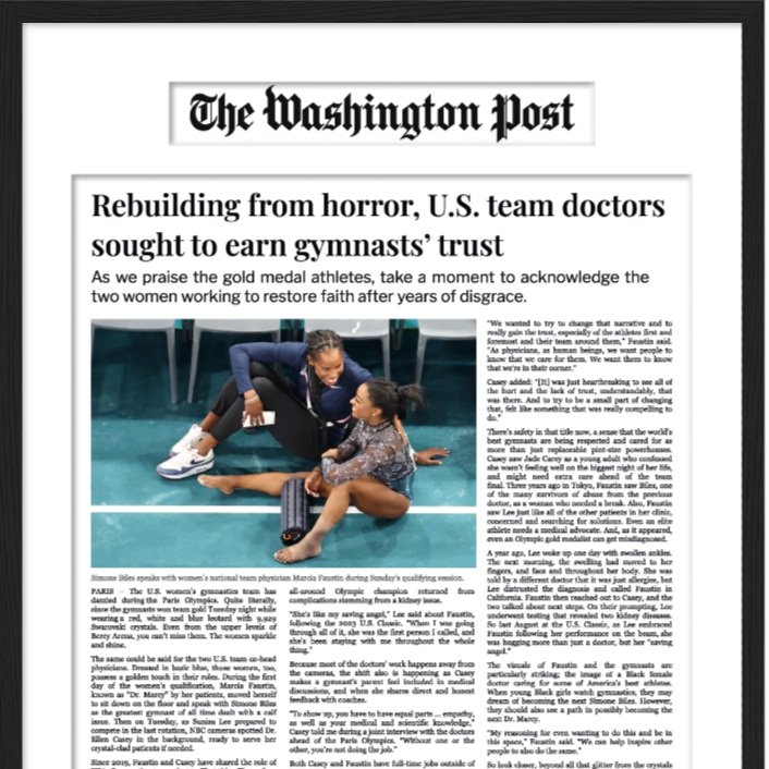 Framed Washington Post newspaper article