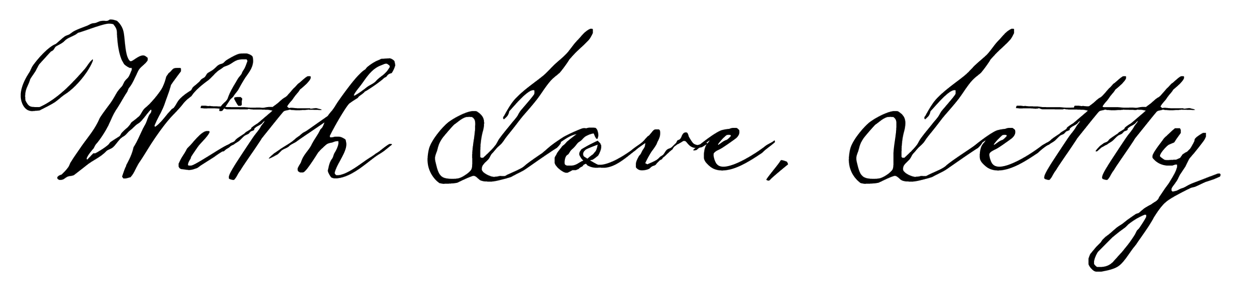 Script text reading 'With Love, Letty' for Lettywayfilms signature