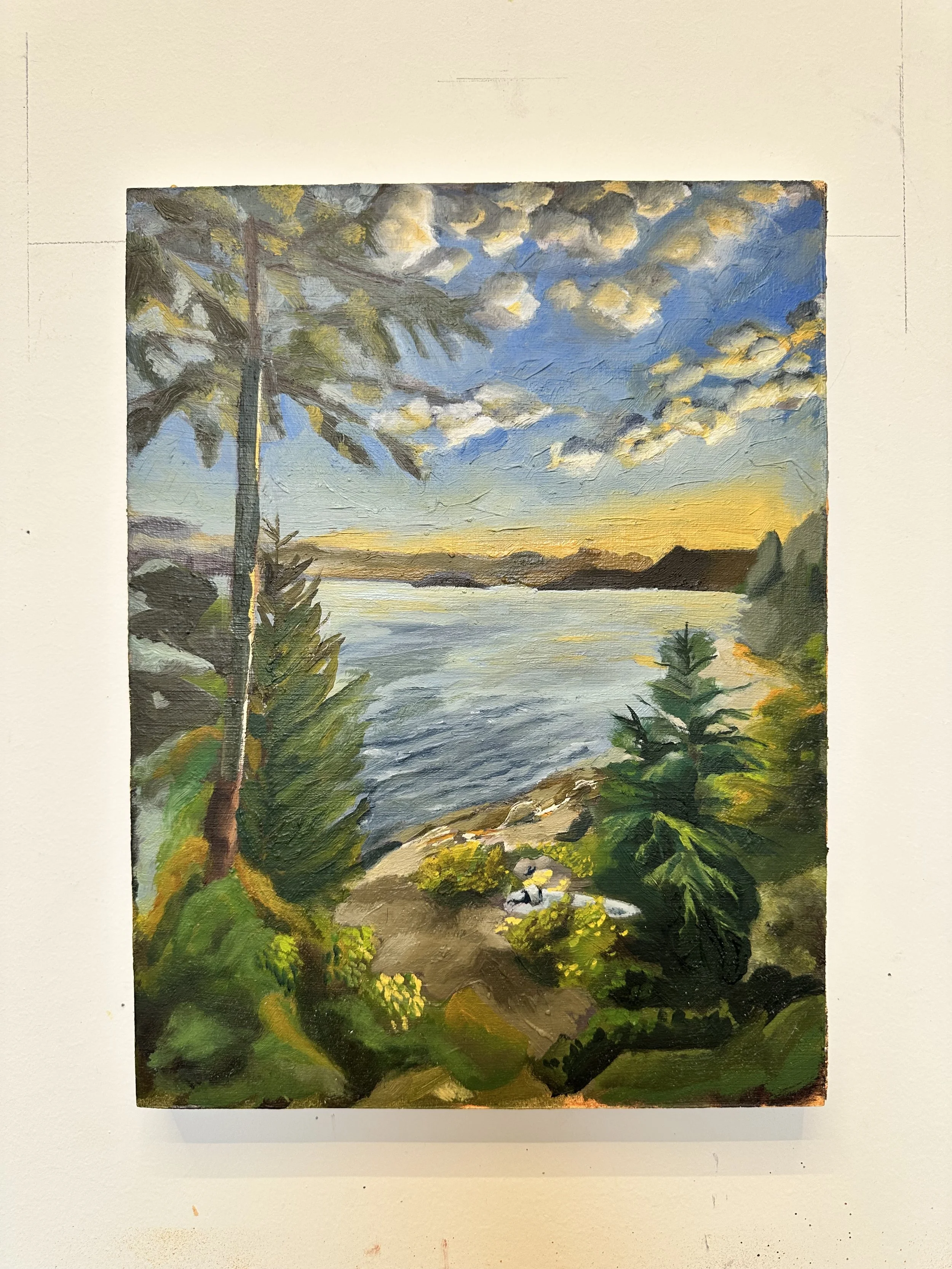 "Sunset at Auke Bay" Oil Painting onto Wood Panel