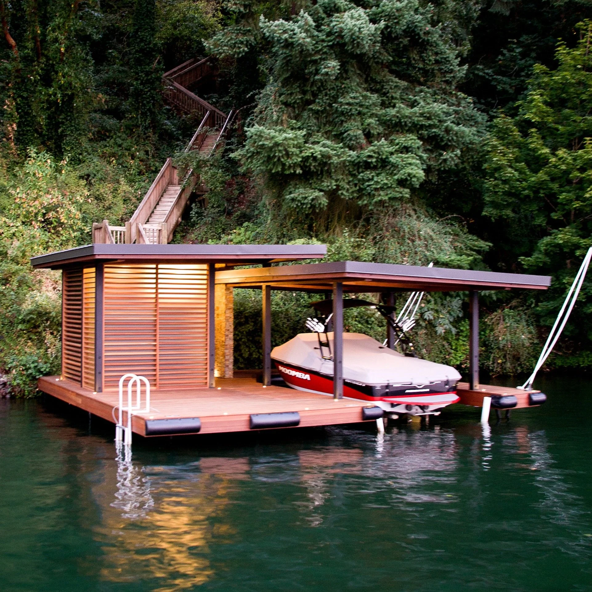 Modern Mahogany Boathouse
