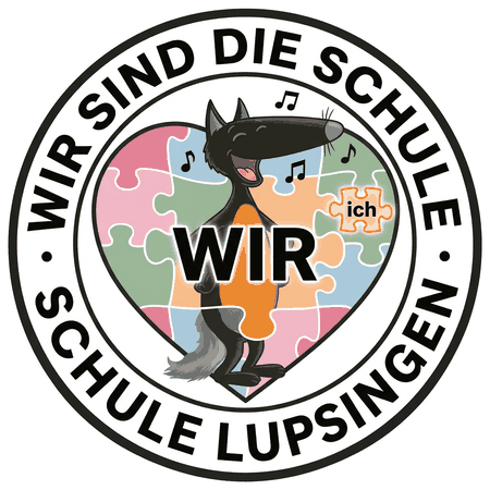 Logo WIR-Motto mit Wolf im Puzzleherz