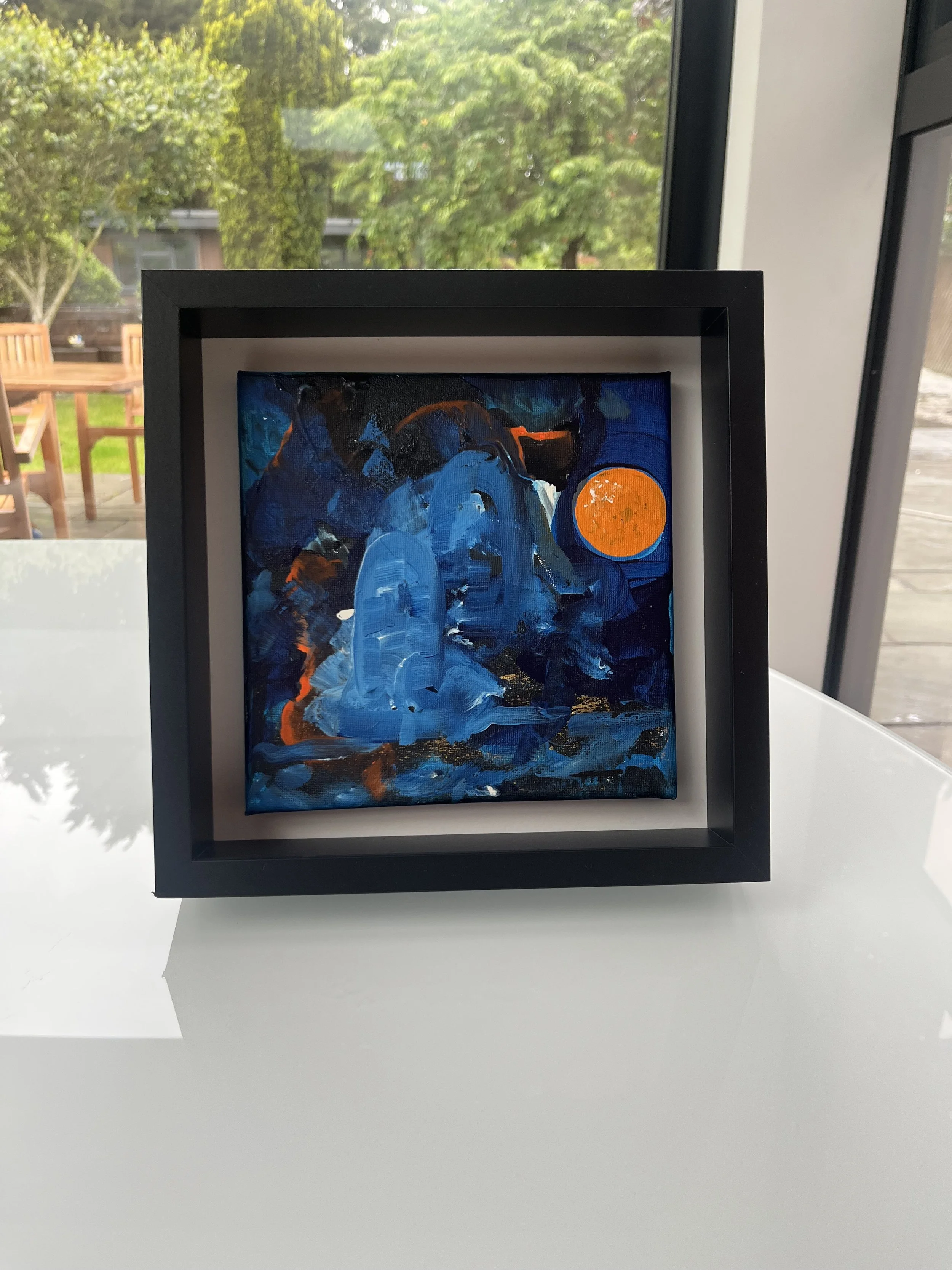 'Shankar'
Acrylic on canvas
10cm X 10cm
Framed
Available 