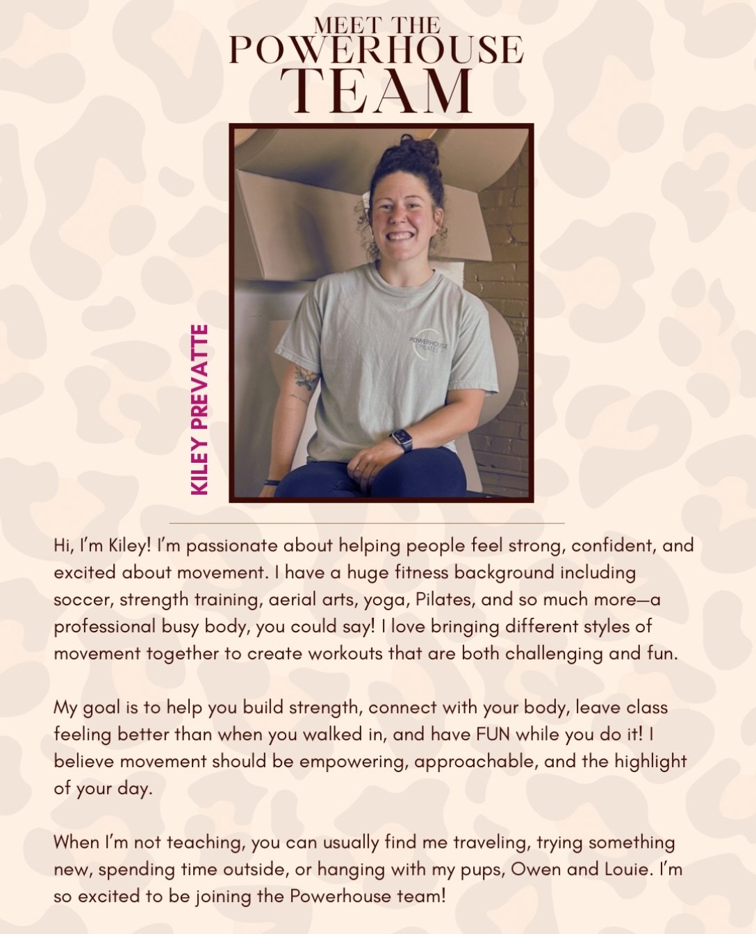 Meet our newest Powerhouse Instructor, @fitandflywithki!! 

Hi, I&rsquo;m Kiley! I&rsquo;m passionate about helping people feel strong, confident, and excited about movement. I have a huge fitness background including soccer, strength training, aeria