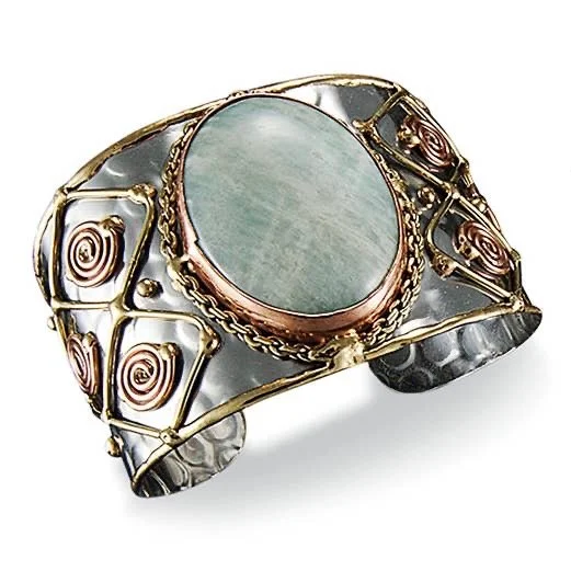 Mixed Metal and Amazonite Stone Bracelet by Anju Jewelry