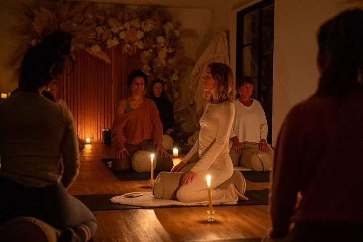 Every Thursday evening we gather in this candle lit cocoon for a very beautiful Yin Yoga &amp; Meditation journey ✨

The evening begins with gifting a hand written positive card, some relaxing oil and a delicious herbal tea. A little luxurious studio