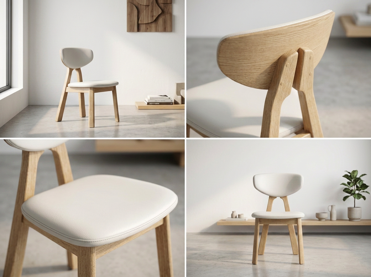 solid oak wood white leather dining chair