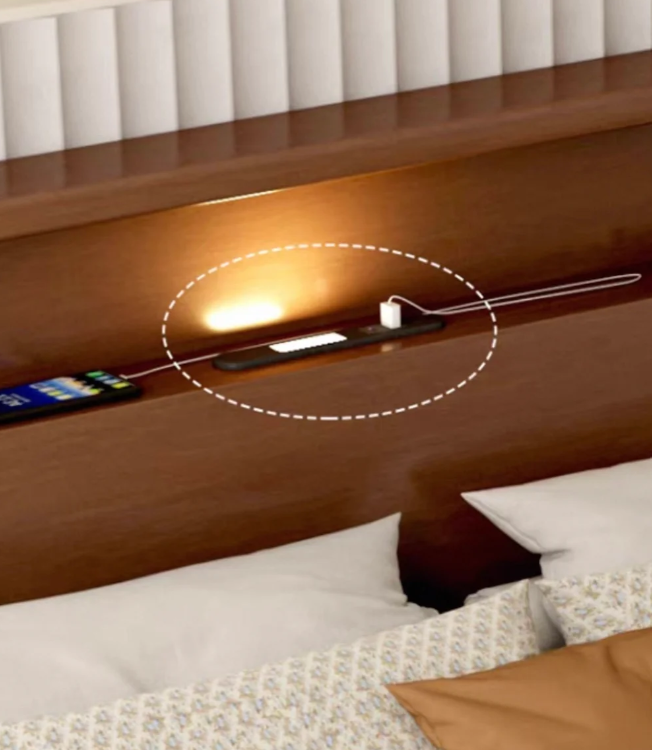 walnut oak japandi queen bed (Copy)