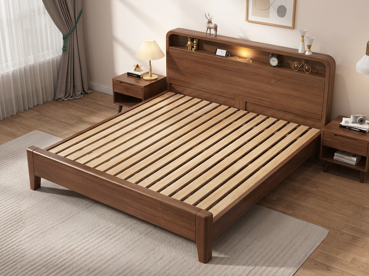 japandi oak walnut slats