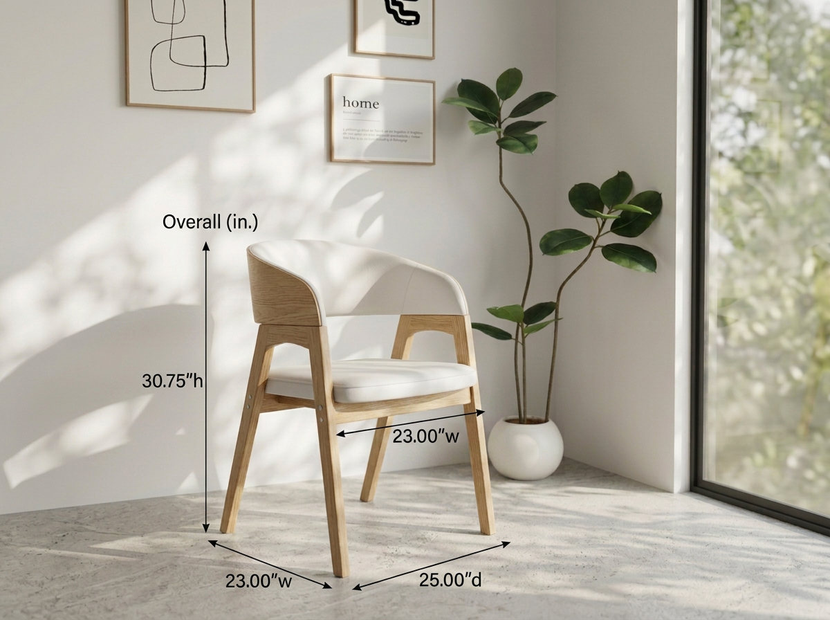 oak wood mcm dining chair White leather