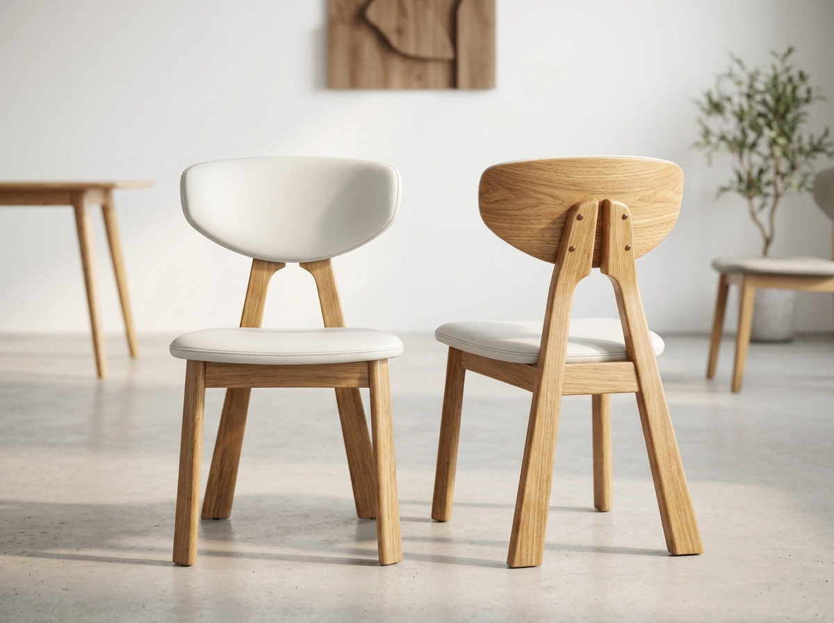 solid oak wood white leather dining chair