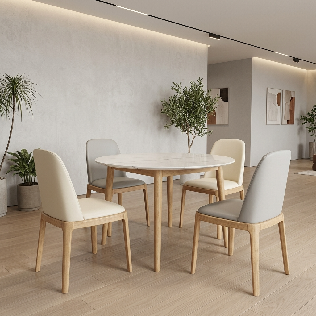 Round Sintered Stone Dining Table Accent