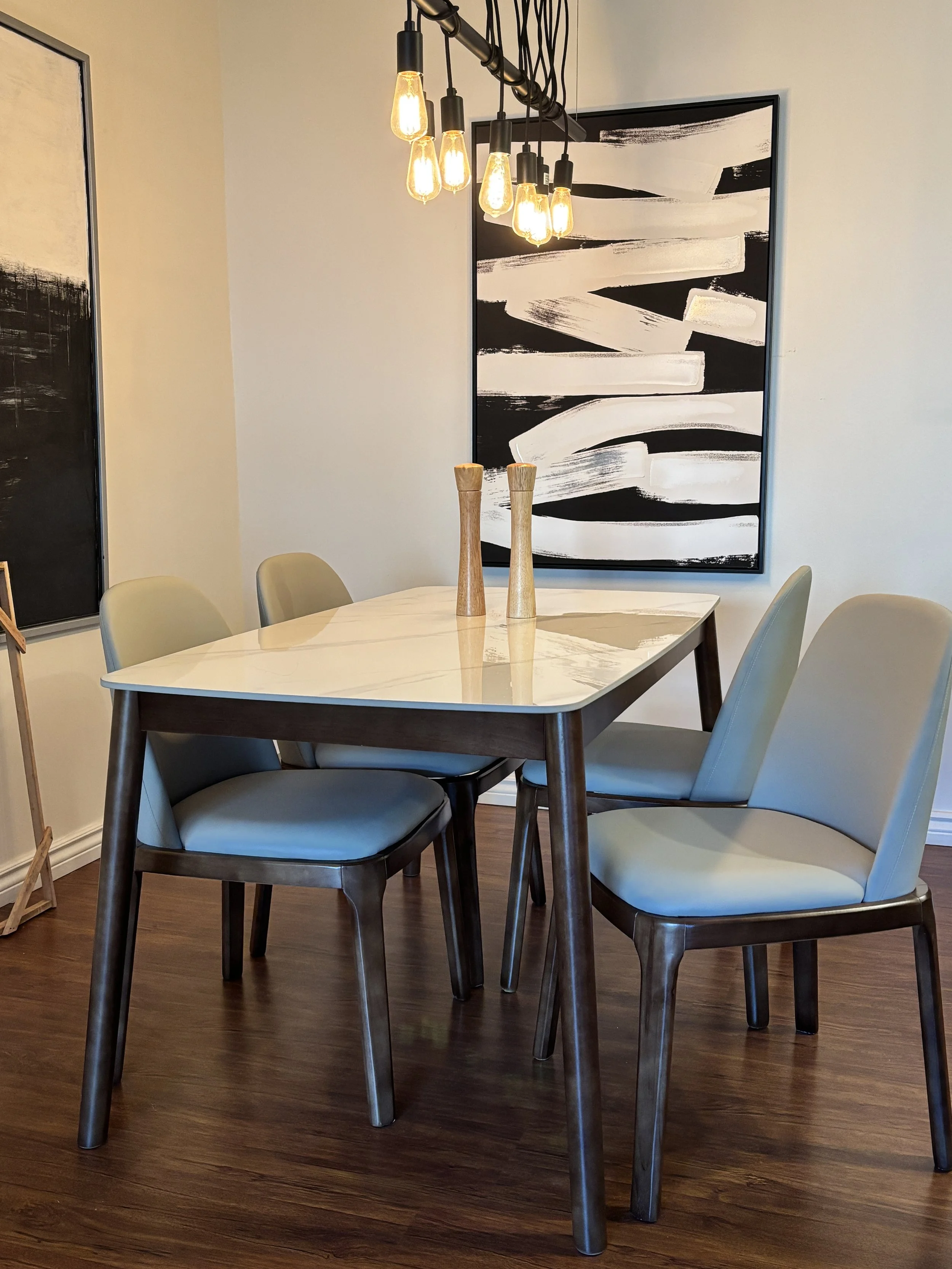 sintered stone oak base dining table walnut