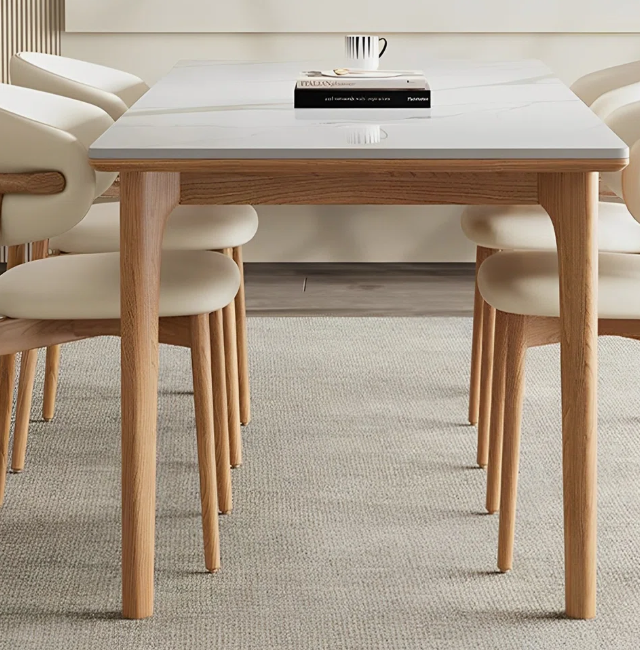 sintered stone oak base dining table
