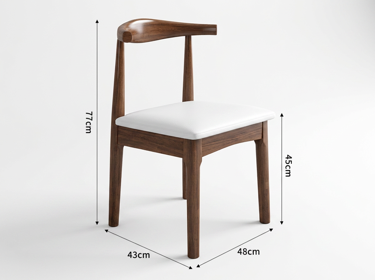 solid oak walnut stain MCM dining chair
